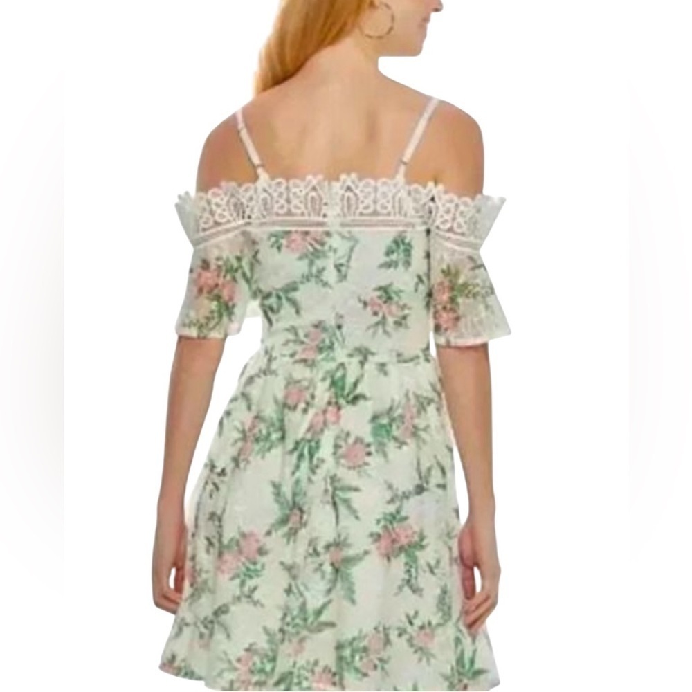 Disney Princess Floral Lace Overlay Cold Shoulder Fit And Flare Dress - Picture 2 of 8